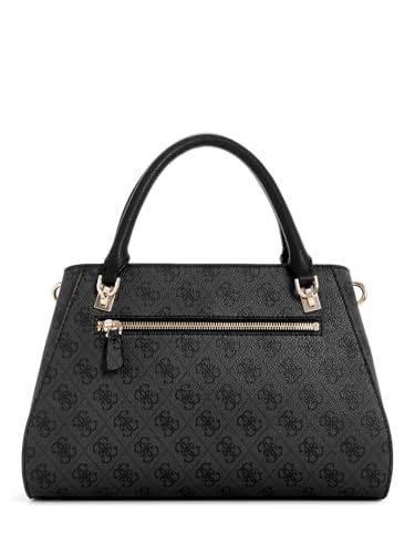 Guess Charcoal Grey Printed Noelle Polyurethane Luxury Satchel Bag