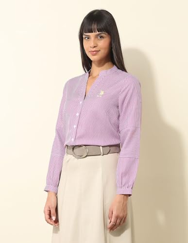 U.S. POLO ASSN. Vertical Striped Shirt (UWSS25SHT212_Purple_L)
