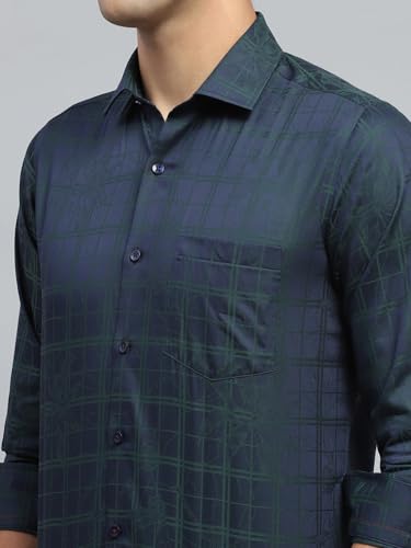 Monte Carlo Mens Regular Fit Full Sleeve Collar Shirt Navy Blue L
