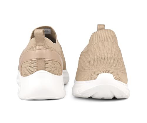LOUIS STITCH Men’s Beige Lightweight Athleisure Sport Shoes | Ultra Cushioned Sole | Slip-On Sneaker and Athleisure Wear | Perfect for Casual, Gym & Travel Wear | LS-at-FK-BG | UK-7