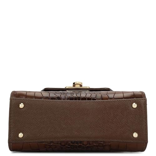Da Milano Leather Satchel Bag for Women - Brown (00964S-OL)