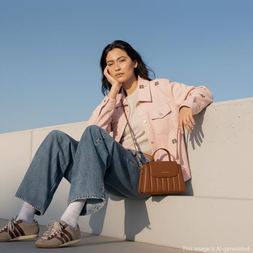 Fastrack Tan Stitchpop Sling | Quilted Faux-Leather Women’s Handbag | Sling with Dual Carry Options & Magnetic Closure