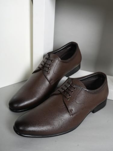 RAI SAHAB Formal Shoe for Men | Lace-Up Derby for Business & Casual Wear | Stylish Design with Comfortable Fit for All-Day Support(6401BRN-11UK) Brown