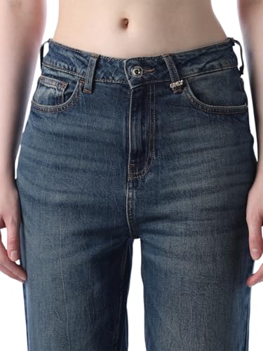 ONLY Women's Solid Straight Fit High-Rise Blue Jeans