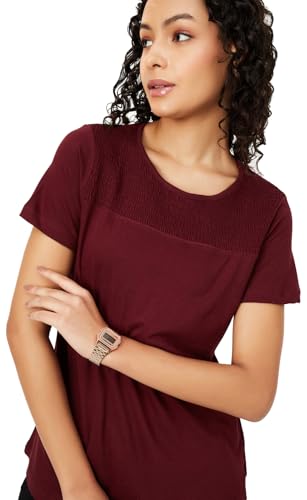 Max Women's Regular Fit T-Shirt (SMOKE4B_Burgundy