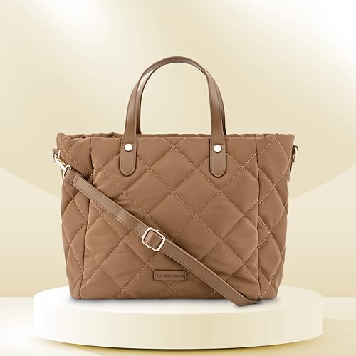 Fastrack Quilted Satchel Bag for Women | Spacious Main Compartment with Dual Handles & Detachable Sling Strap | Premium PU Leather Handbag for Office, College & Daily Use