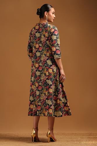 Soch Womens Blue Pure Cotton Botanical Dress