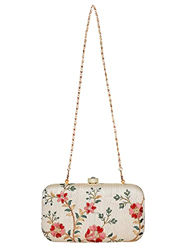 REGMESS Tulle Embroidered Faux Silk Clutch