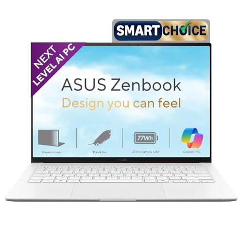 ASUS Zenbook S14 (2026),Smartchoice,Intel Core Ultra 7 (Series 3),16GB RAM,512GB SSD,3K OLED, Touchscreen,14"(35.5 cm),Win 11, M365 Basic(1Y),Office 24, White, 1.2 Kg, UX5406AA-SU463WS,Copilot+ PC