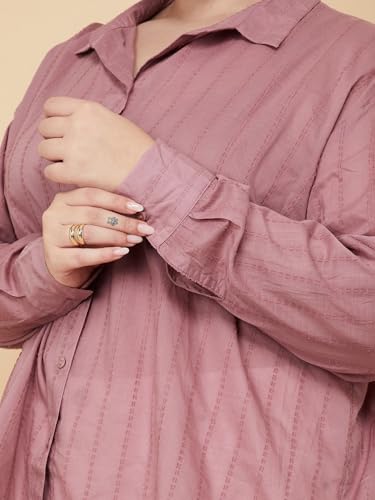 Max Women Embroidered Oversized Shirt (Purple_3XL)