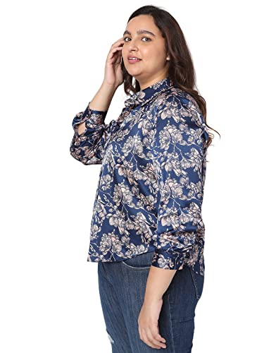 Vero Moda Curve Women's Floral Relaxed Fit Shirt (292063101-Navy Peony_Navy M)
