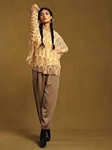 Ritu Kumar Beige Paisley Print Embroidered Shirt with Inner