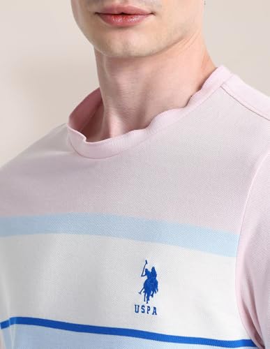 U.S.POLO ASSN. Men's Color Block Fitted T-Shirt (USTSH2022 Blue