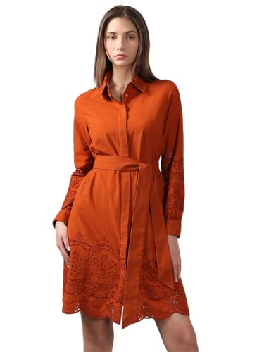 VERO MODA Women's Cotton Brown Shirt Dress