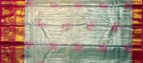 VFCollections Women's Traditional Handloom Kanchipuram Silk Pure Pattu Sarees Royal Wedding Border & Bridal Butta | Rich Zari Woven Design | Bridal Saree | Unstitched Blouse