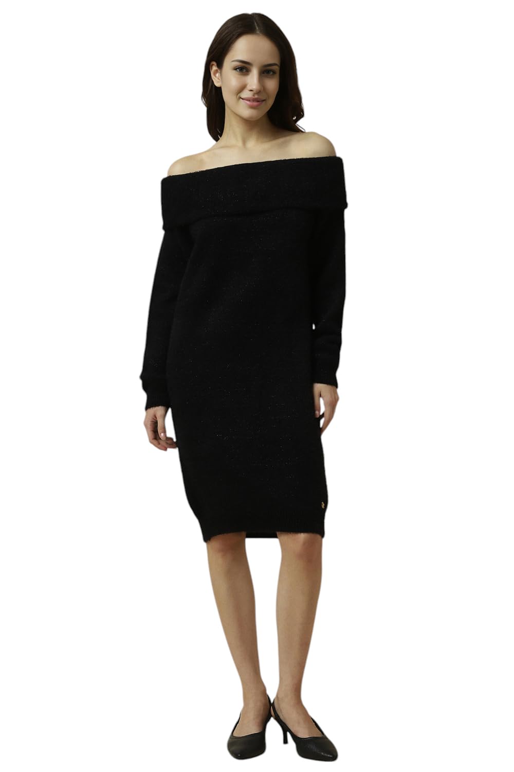 Allen Solly Women's Nylon Modern Knee-Length Dress