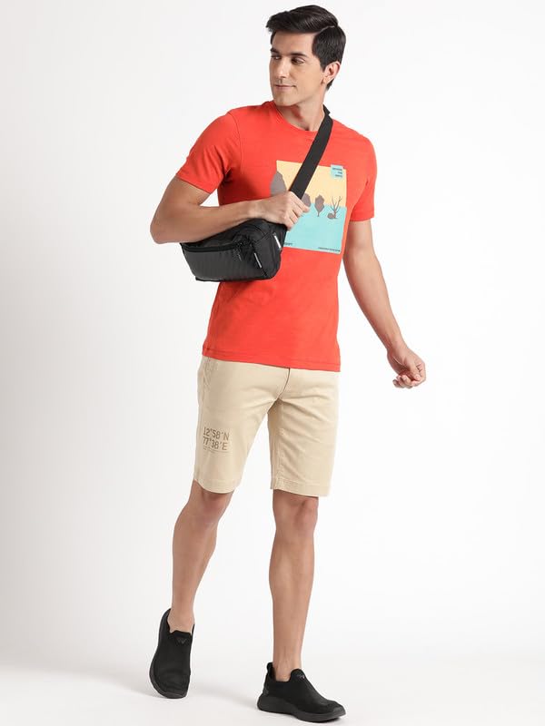 Wildcraft Stylish Men Cotton Forest Crewneck T-Shirt | Half Sleeve Regular Fit T-Shirt for Mens (Orange, XL)