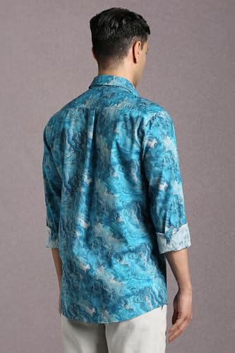 Louis Philippe Men Blue Print Full Sleeves Casual Shirt