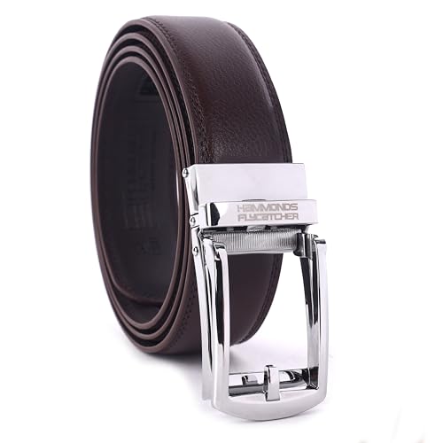 HAMMONDS FLYCATCHER Genuine Leather Belt for Men - Perfect for Formal and Casual Wear - Adjustable Waistband up to 46 Inches - Autolock Belt for Formal and Casual Wear - Nickel Brown