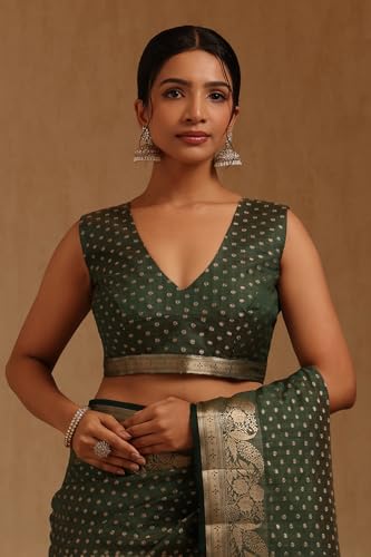 Soch Womens Green Art Silk Geometric Zari Woven Saree