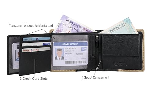 URBAN FOREST Archie Black/Beige Leather Wallet for Men