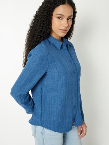 Max Women Textured Shirt (Blue_XXL)