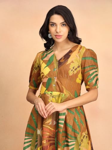 The Mom Store Clay Canvas Women's Cotton Lurex A-Line Dress