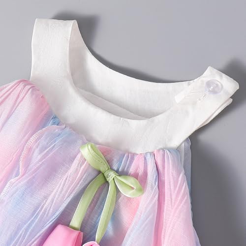 Hopscotch Girls Sleeveless Pink Watercolor Magic Bodysuit For Ages (9-12 Months)