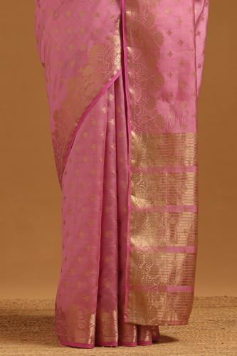 Soch Womens Pink Art Silk Floral Zari Woven Saree