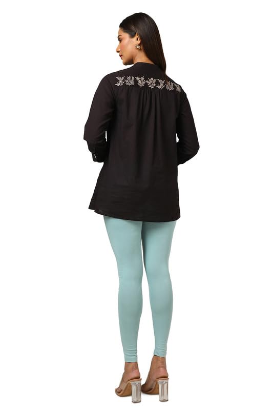 Soch Womens Powder Blue Cotton Blend Solid Leggings