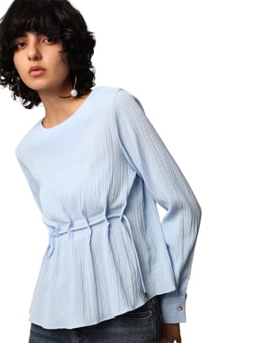 ONLY Women's Peplum T-Shirt (9007476-Crystal Blue_Crystal