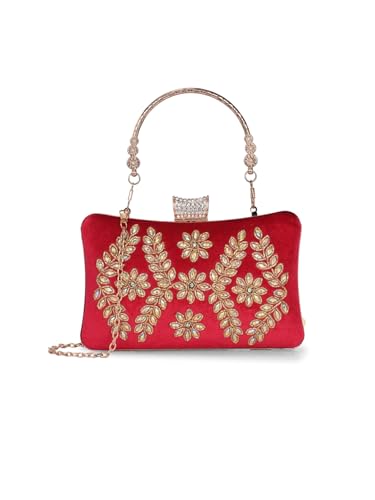 TOOBA Red Women's Handicraft Beautiful Bling Box Wedding Clutch Bag