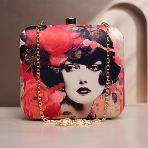 Artklim Women Face Portrait Printed Clutch