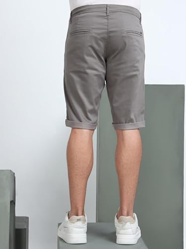 BEEVEE Men’s Casual Printed Cotton Lycra Grey Shorts | Regular Fit, Knee Length, 4 Pockets, Button & Drawstring Closure