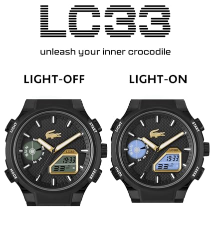 Lacoste LC33 Women’s Analog-Digital Quartz Watch with Chronograph, Alarm and Calendar, Light Blue, 40 MM, Modern