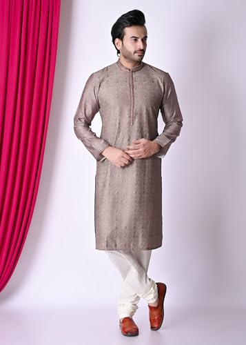 sajindia Men’s Traditional Kurta | Elegant Ethnic Wear for Men | Comfortable Fabric | Festivals, Weddings & Celebrations | Style 100 Chocolate