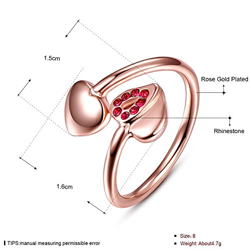 Via Mazzini Rose Gold Plated Twisted Proposal Red Heart Ring for Women and Girls (Ring0338)