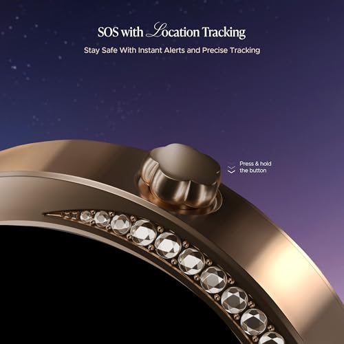 boAt Enigma Gem Women's Luxury Smart Watch w/ 1.19” (3.02cm) AMOLED Display, Emergency SOS Live Location Sharing, Female Wellness, Watch Face Studio, BT Calling, Watch for Woman (Rose Gold)