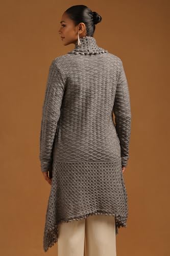 Soch Womens Grey Acrylic Crochet Winter Shrug
