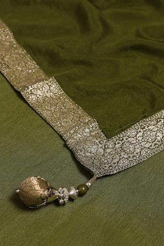 Soch Women's Brocade Lehenga Choli (OWS5CD21745_Dark Green_M)