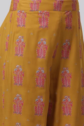 W for Woman Glitter Printed Shantung Straight Kurta And Pants Set