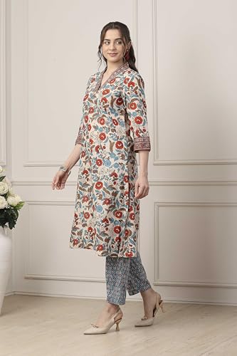 Biba Women White Cotton Straight Kurta Pants Set_40