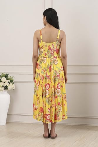 Biba Women Yellow Viscose Rayon Tiered Dress_32