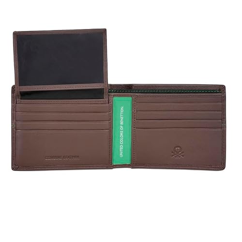 UNITED COLORS OF BENETTON Guntero Leather Passcase Wallet- Brown, No. of Card Slot : 12