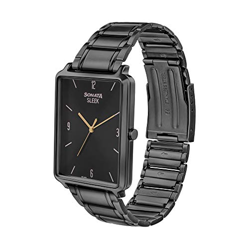 Sonata Quartz Analog Stainless Steel Strap Watch for Men-NS7144NM01