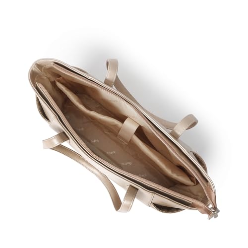 Fastrack Gridlock Tote | Woven Faux-Leather Women's Handbag | Laptop Tote with Textured Side Pockets & Gold Hardware