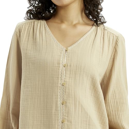 Levi's Women's Textured Beige V Neck Top
