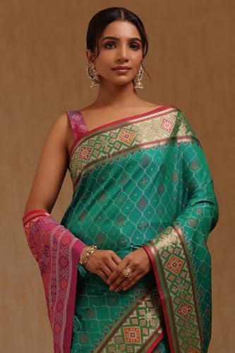 Soch Womens Green Soft Silk Woven Design Saree