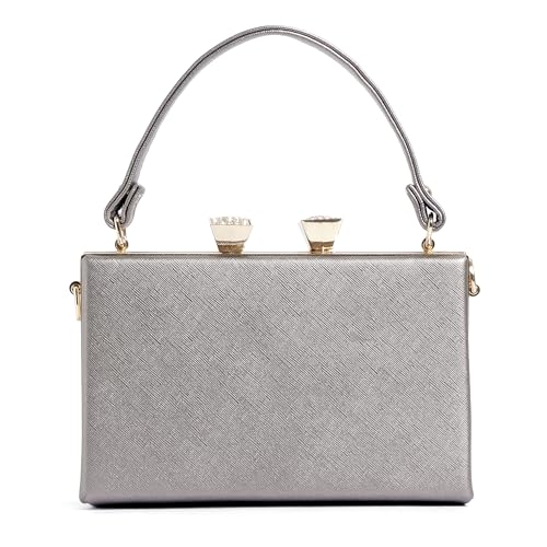 EXOTIC Premium® Bridal Clutch Luxurious Box-Style Gold Frame Desing (PURPLE)