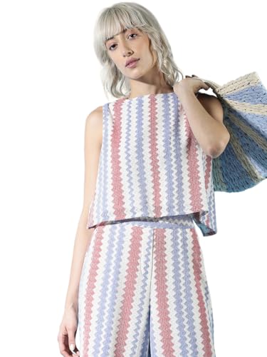 ONLY Women Printed Cotton Off White Top